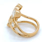18K Yellow Gold Marquise and Round Diamond Bypass Ring