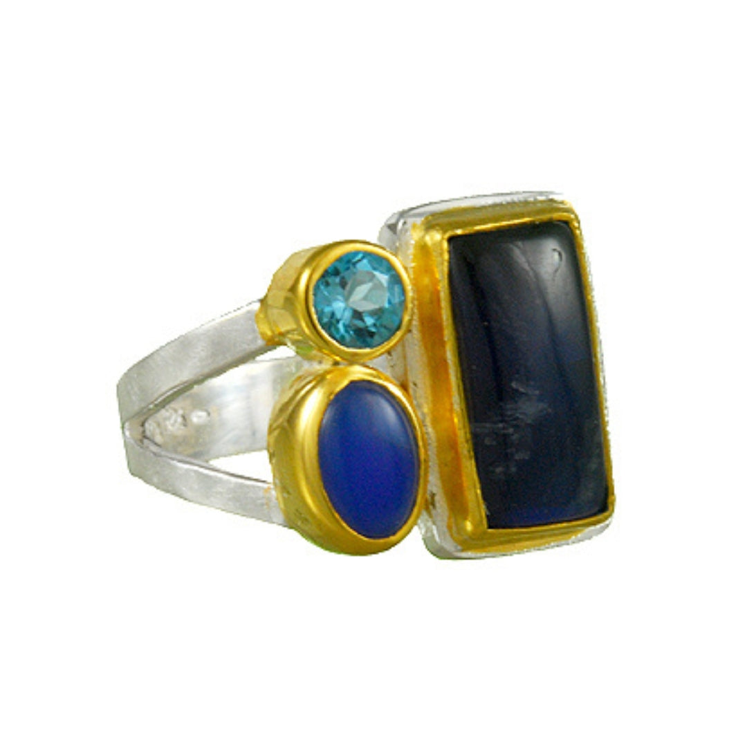 Sterling Silver & 22K Gold Vermeil Multi-Color Gemstone Ring