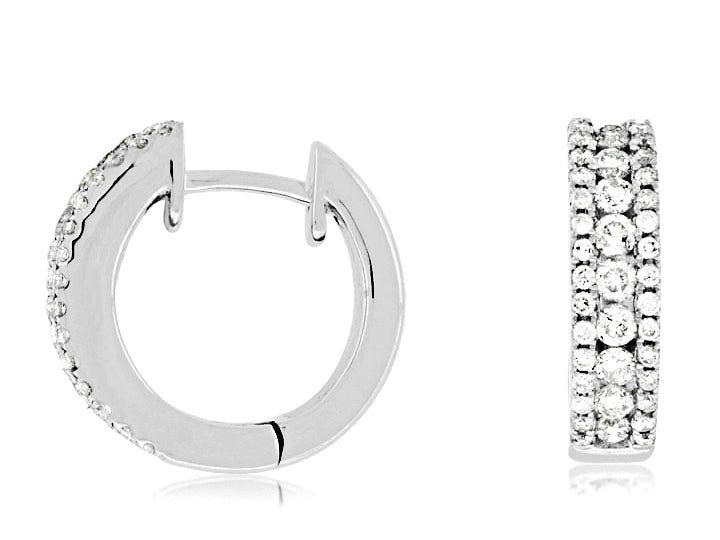 14K White Gold Diamond Huggie Earrings