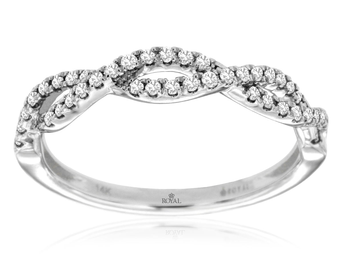 14K White Gold Diamond Infinity Twist Ring