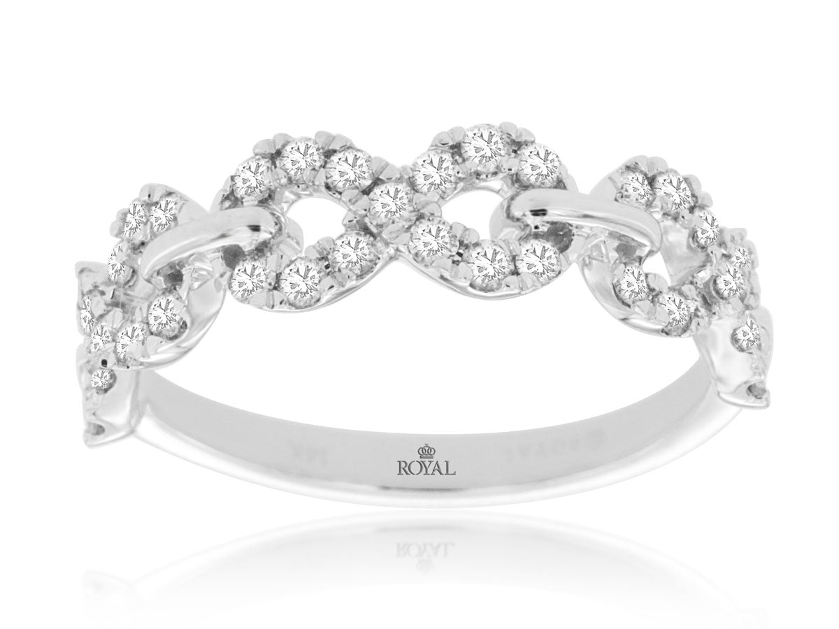 14K White Gold Diamond Infinity Link Ring