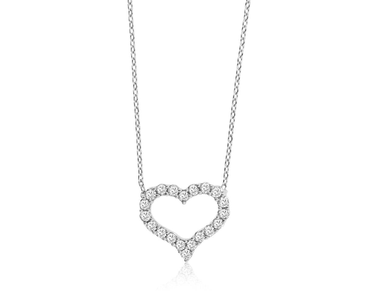 14K White Gold Diamond Heart Necklace