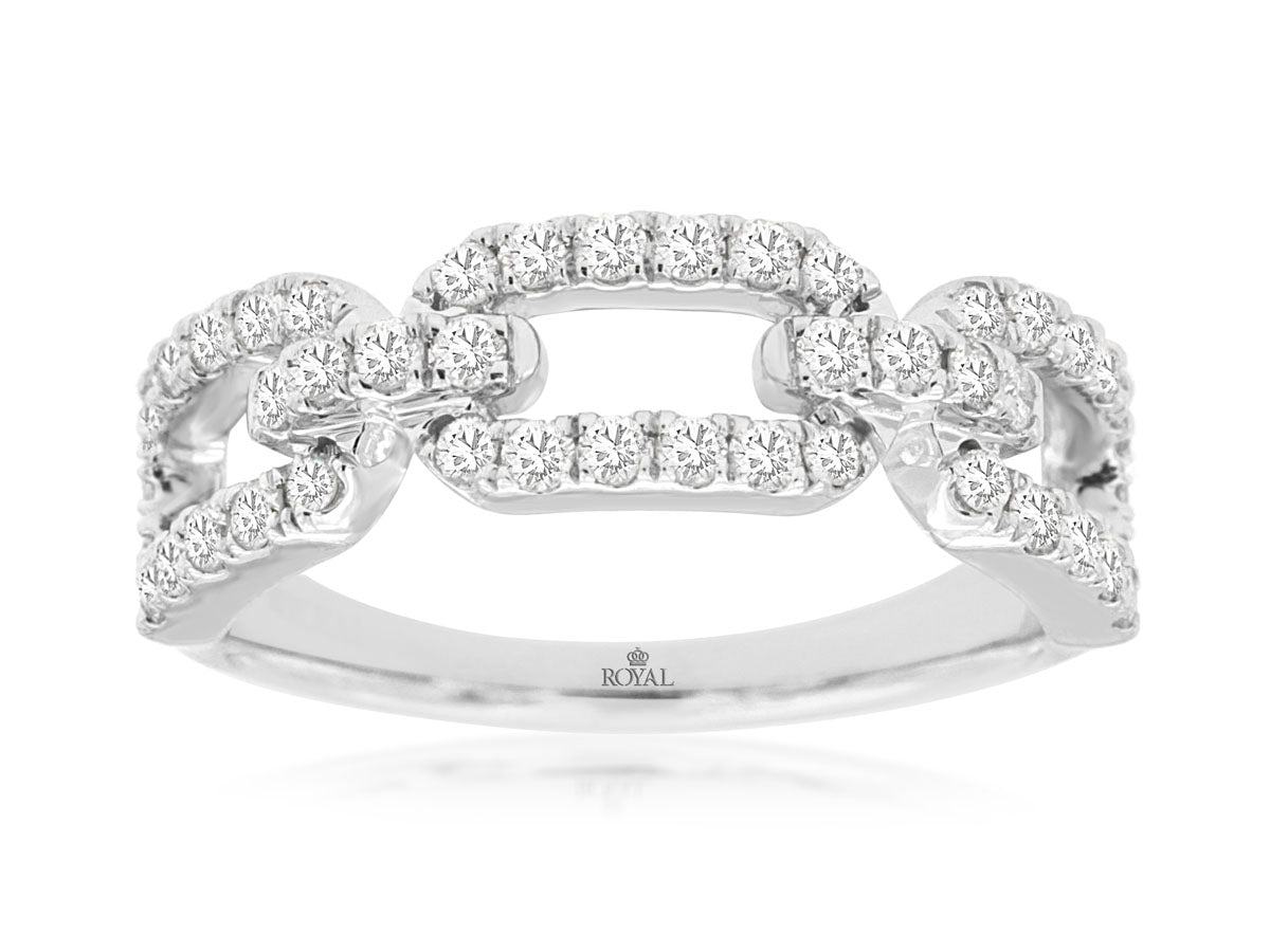 14K White Gold Open Link Diamond Ring