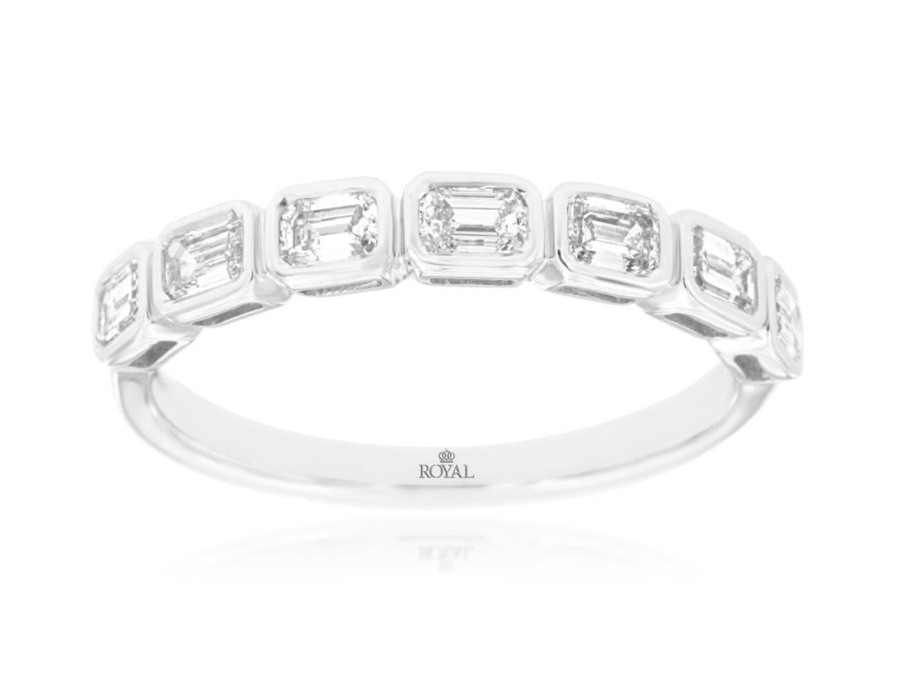 14K White Gold Emerald Cut Diamond Wedding Ring