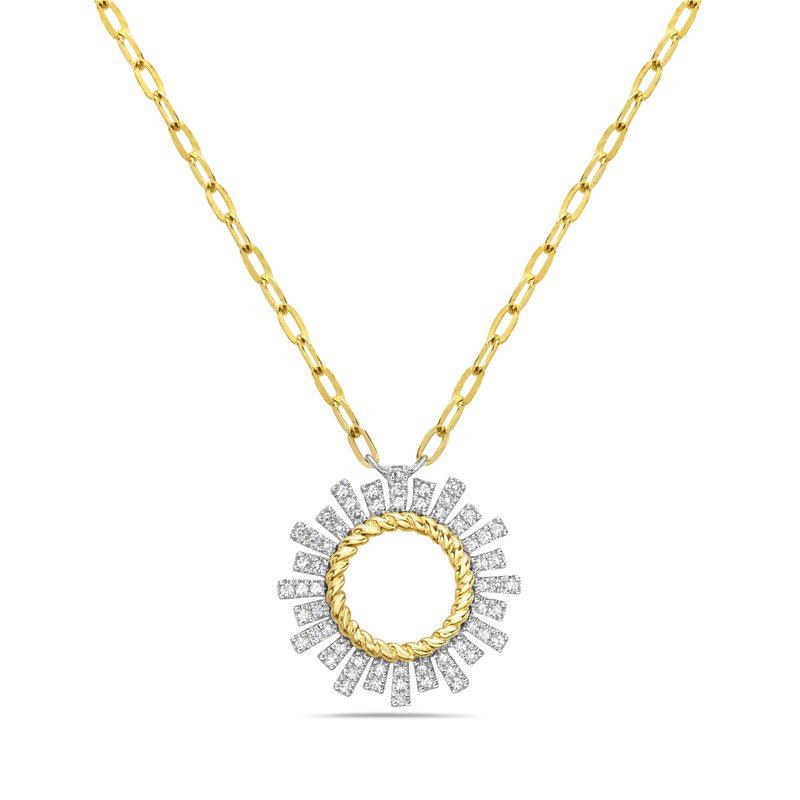 14K Yellow & White Gold Diamond Circle Necklace