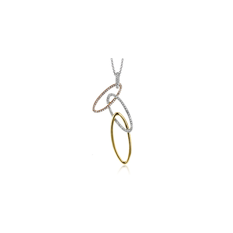 Simon G. 18K Yellow, White & Rose Gold Interlocking Oval Diamond Necklace