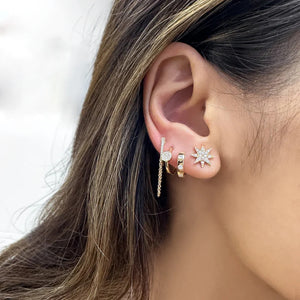 14K Yellow Gold Starburst Diamond Stud Earrings