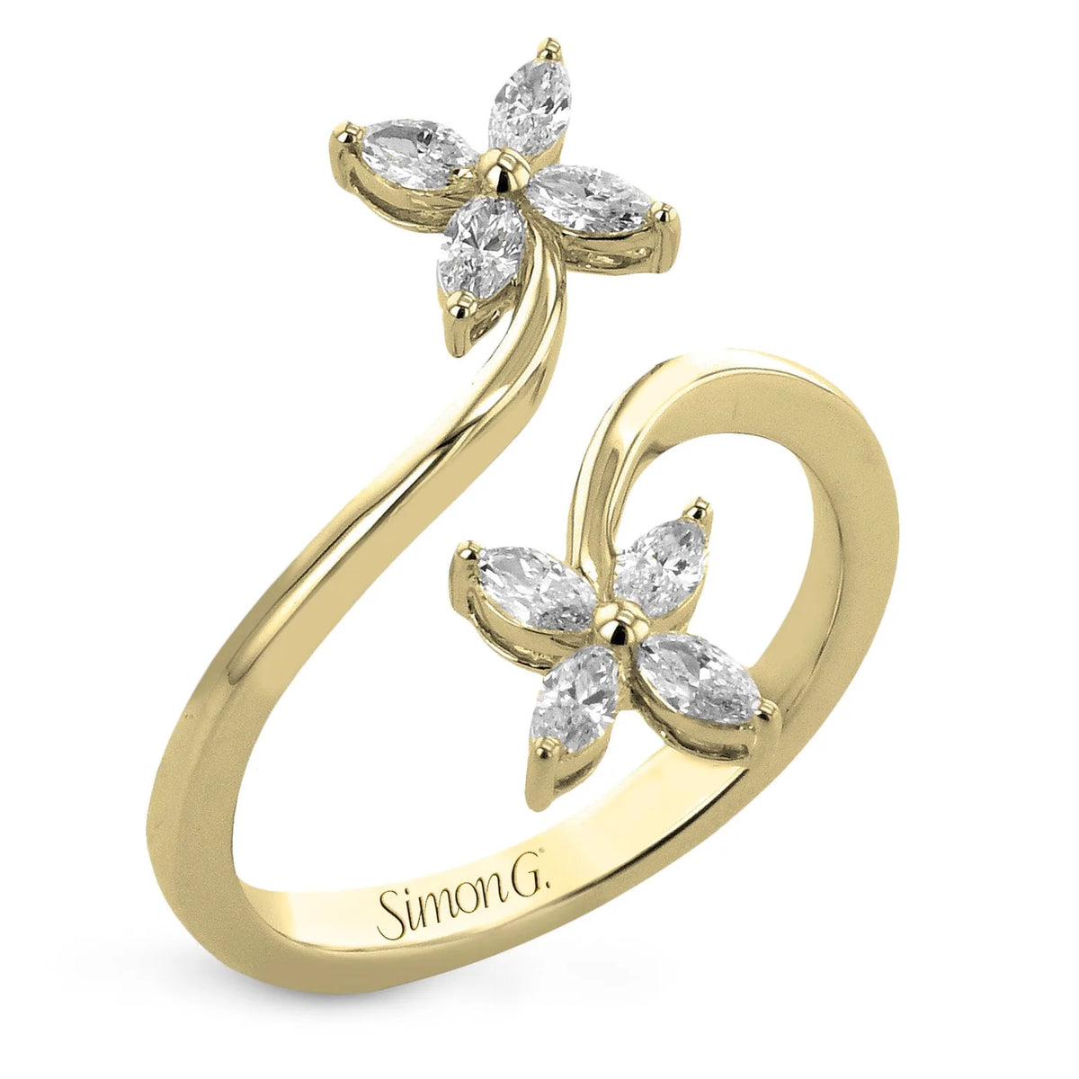 Simon G. Flower Fashion Ring in 18k Gold with Diamonds