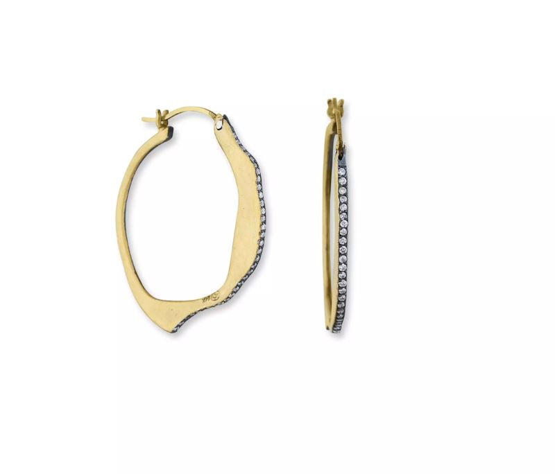 Lika Behar 24K Gold & Oxidized Silver "Kiki" Hoop Earrings