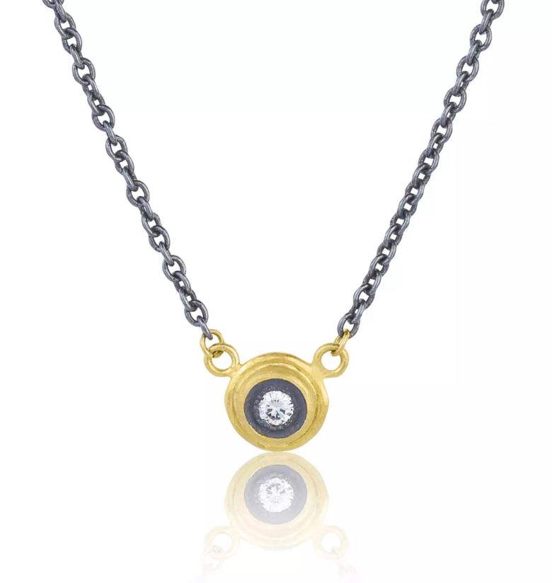 Lika Behar Oxidized Sterling Silver & 24K Gold "Krista" Diamond Necklace