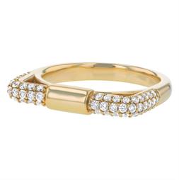 14K Yellow Gold Pave Diamond Geometric Ring