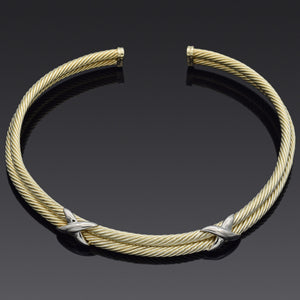 David Yurman 14K Yellow Gold Double Row Cable Link Collar Necklace
