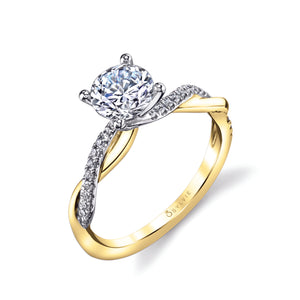 Sylvie 14K White Gold "Yasmine" Spiral Diamond Engagement Ring