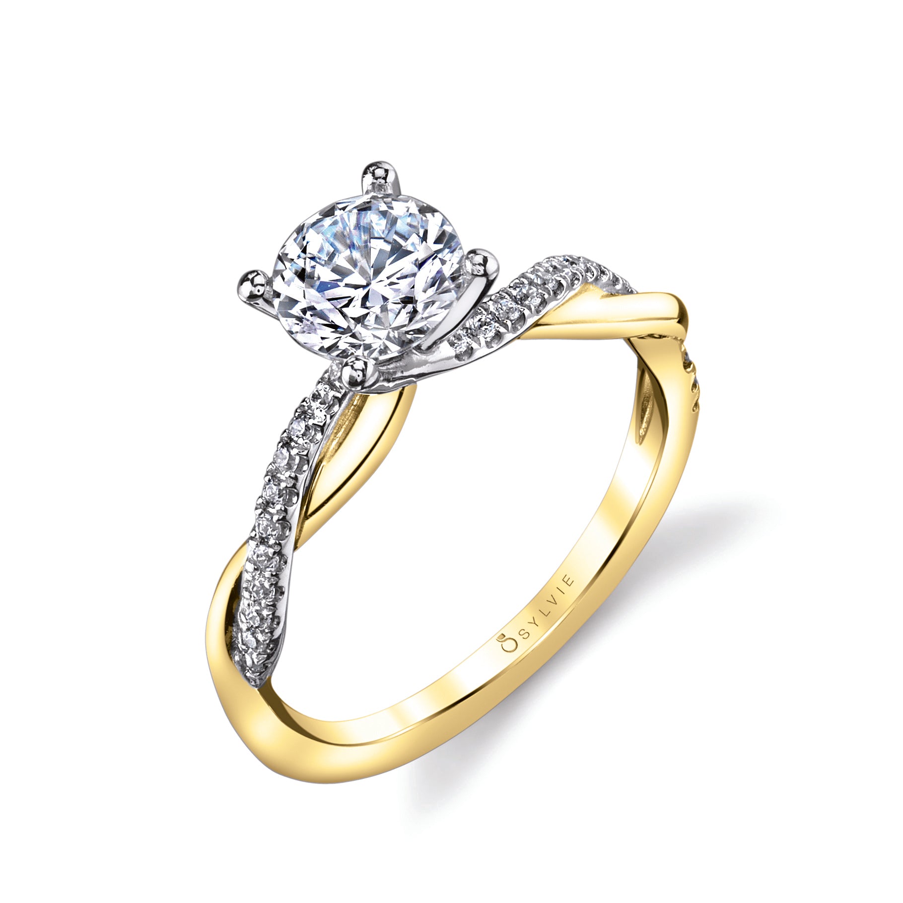 Sylvie 14K Two-Tone Diamond "Yasmine" Spiral Engagement Ring