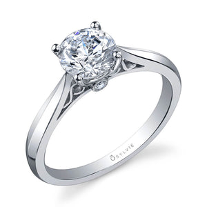 Sylvie 14K White Gold "Carina" Solitaire Cathedral Engagement Ring