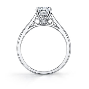 Sylvie 14K White Gold "Carina" Solitaire Cathedral Engagement Ring