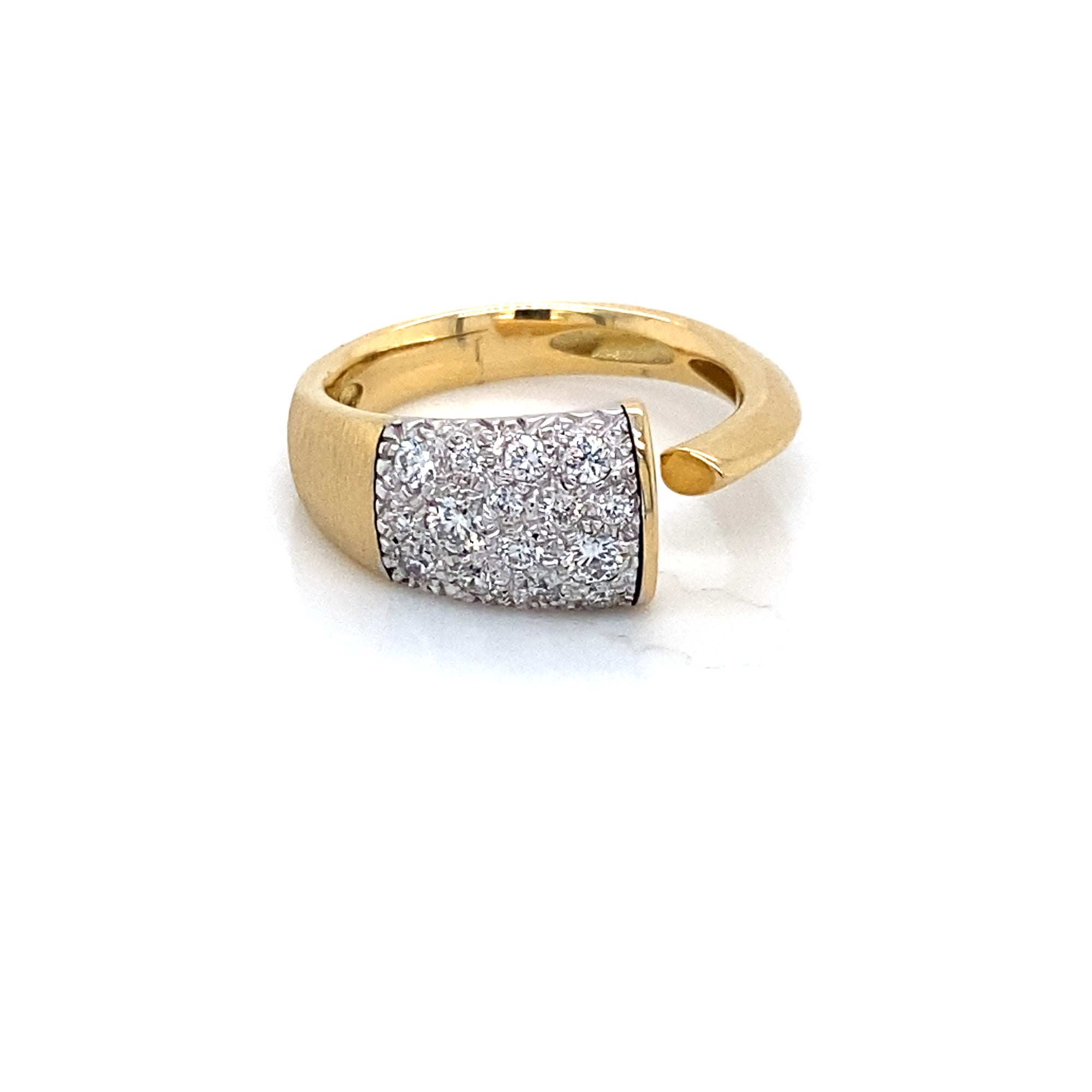 18K Yellow Gold Cuff Style Pave Diamond Ring