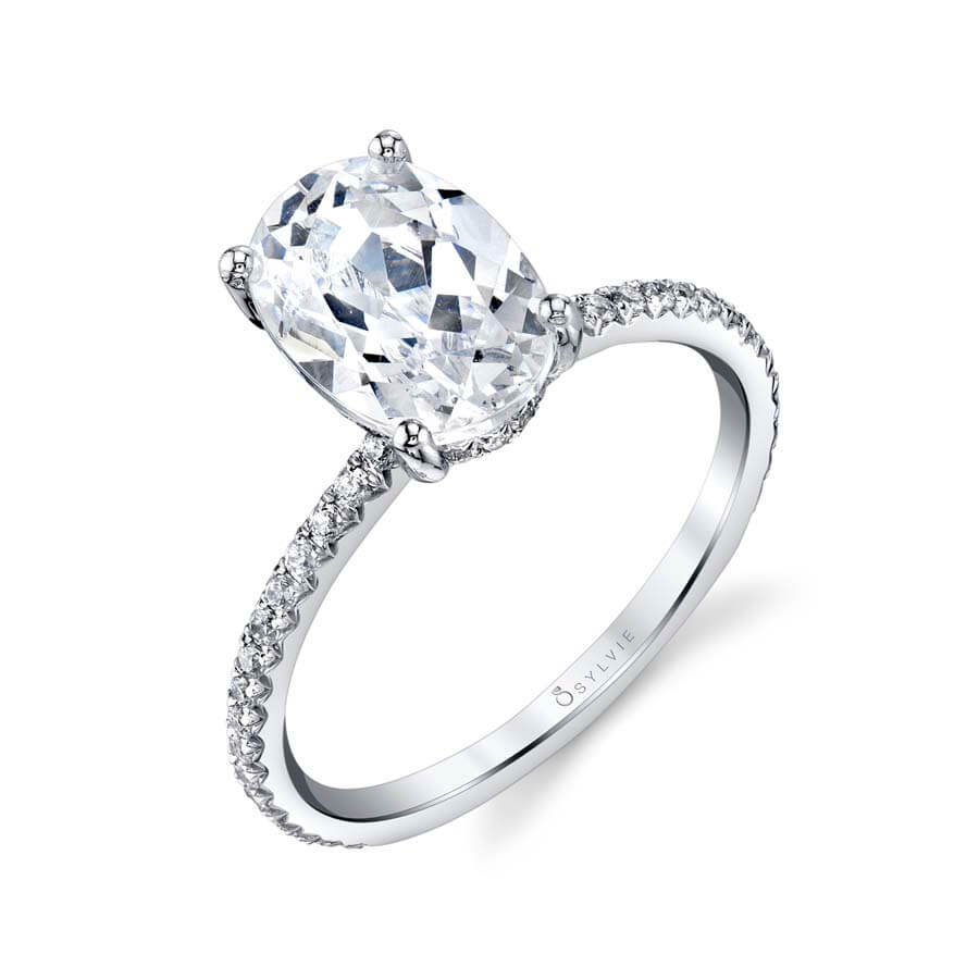 Sylvie 14K White Gold "Adorlee" Diamond Engagement Ring - S1093