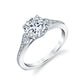 Sylvie "Esmeralda" 14K White Gold Vintage Inspired Diamond Engagement Ring - S2504