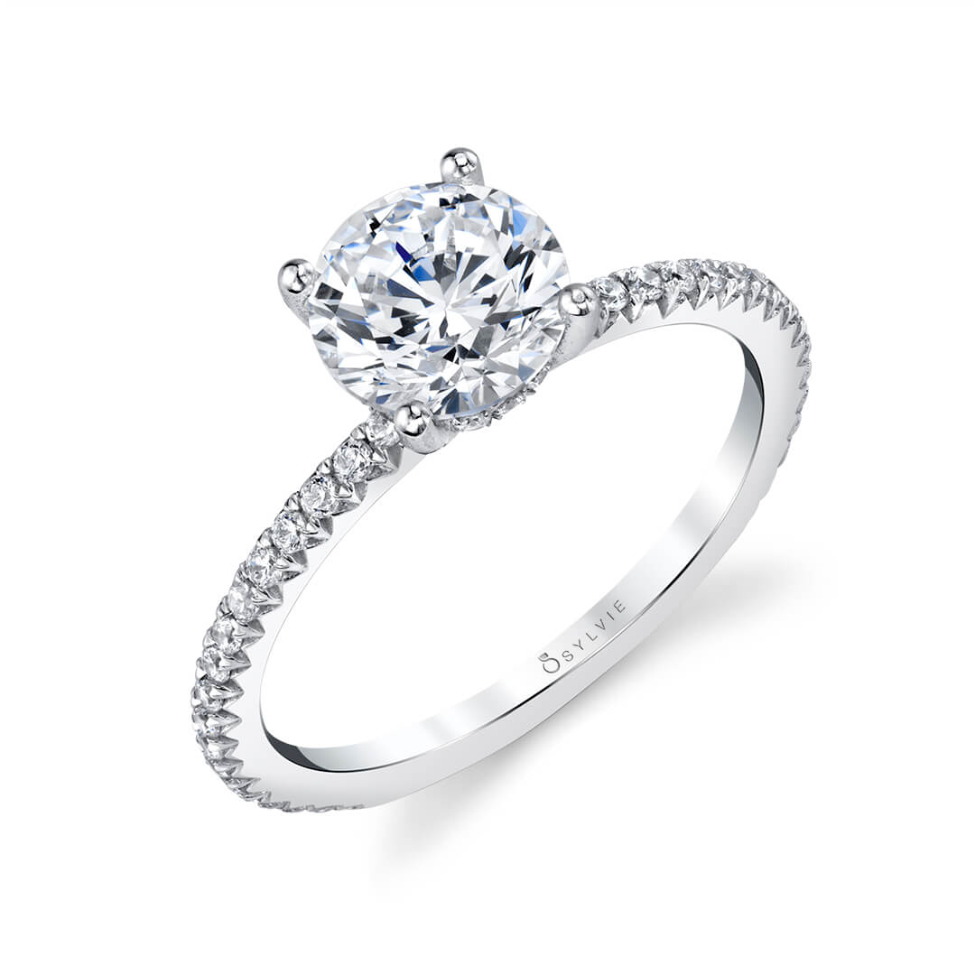 Sylvie 14K White Gold Pave Diamond Engagement Ring