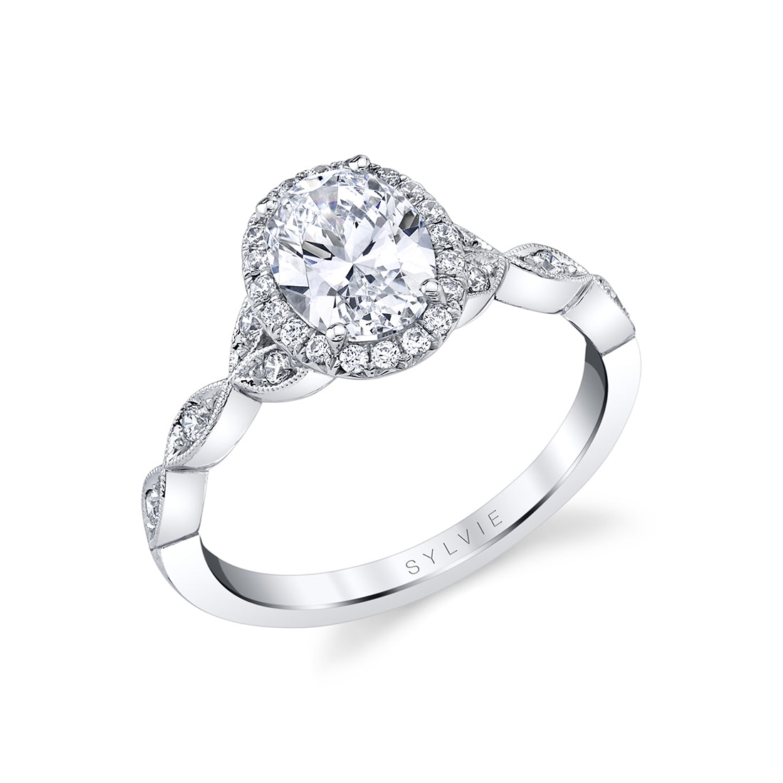 Sylive "Frederique" Oval Diamond Halo Engagement Ring - S1925