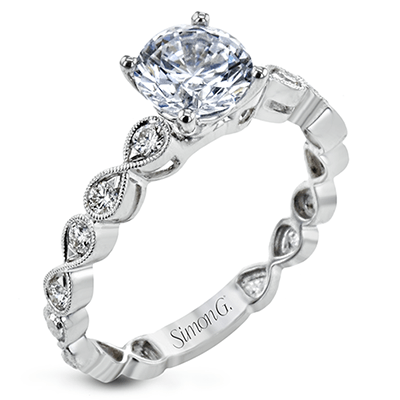 Simon G. 18K White Gold Vintage Style Diamond Engagement Ring