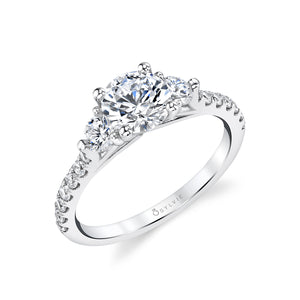 Sylvie 14K White Gold "Tatianna" Three Stone Diamond Engagement Ring