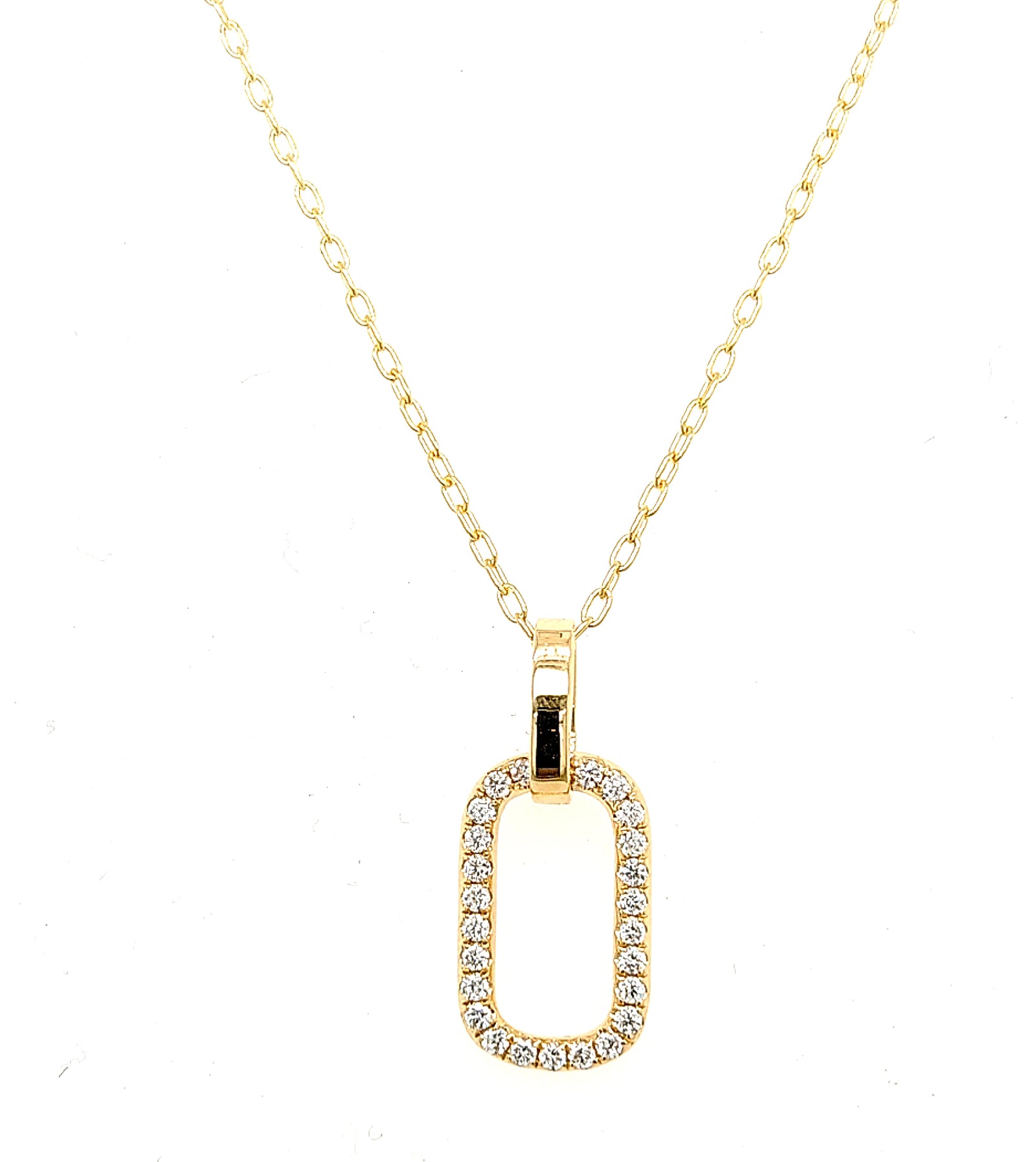 18K Yellow Gold Diamond Encrusted Paper Link Necklace