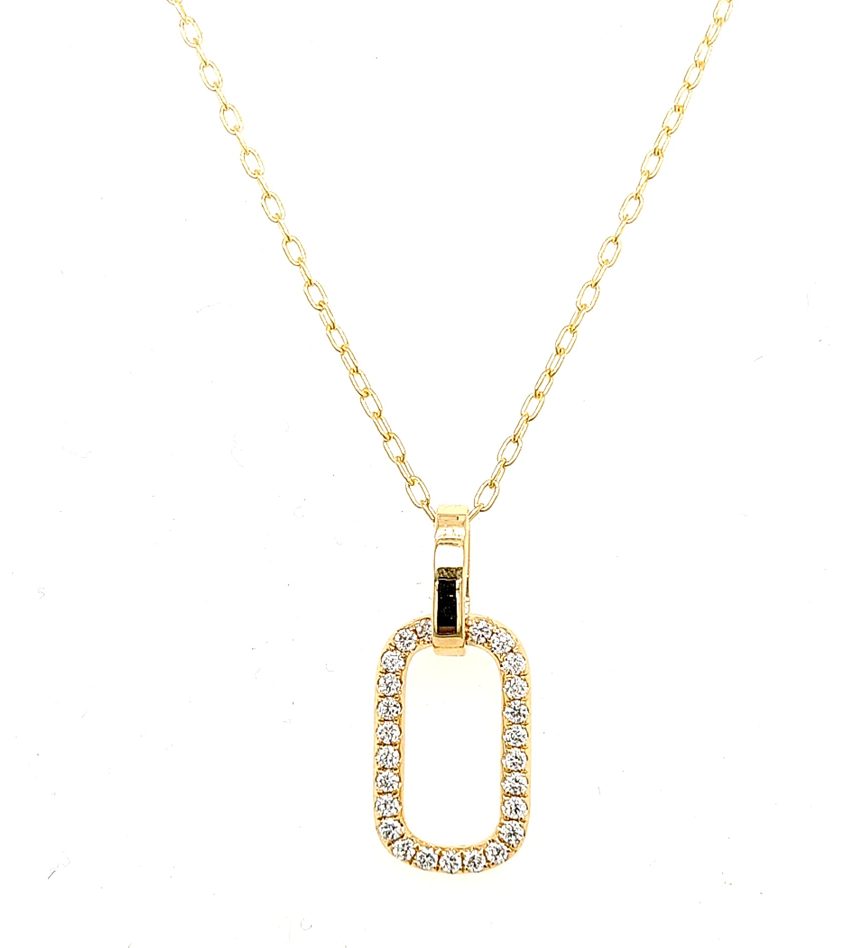 18K Yellow Gold Diamond Encrusted Paper Link Necklace
