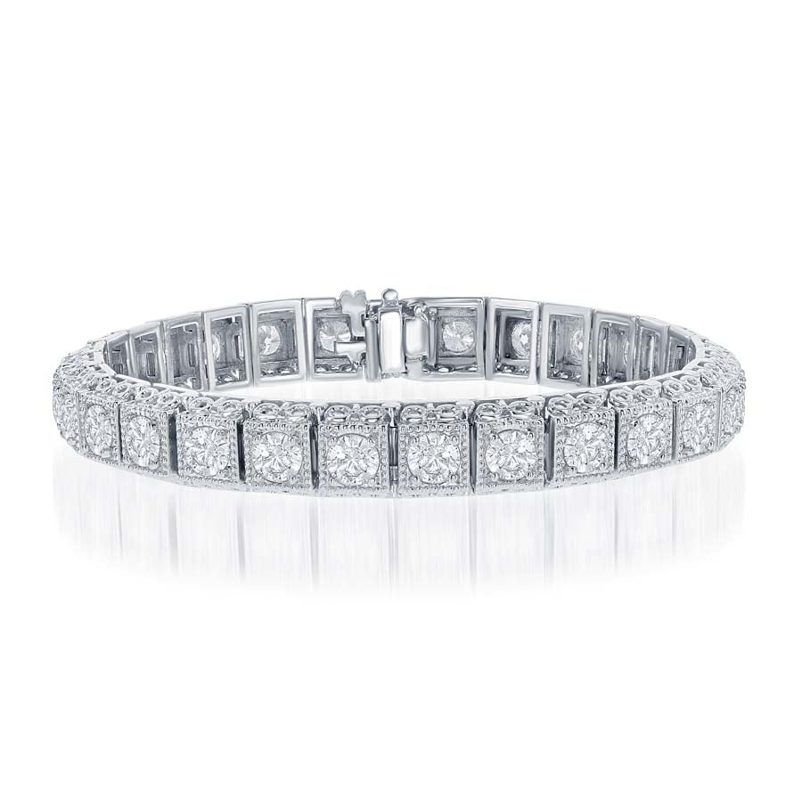14K White Gold Diamond Vintage Style Tennis Bracelet 2.00ct