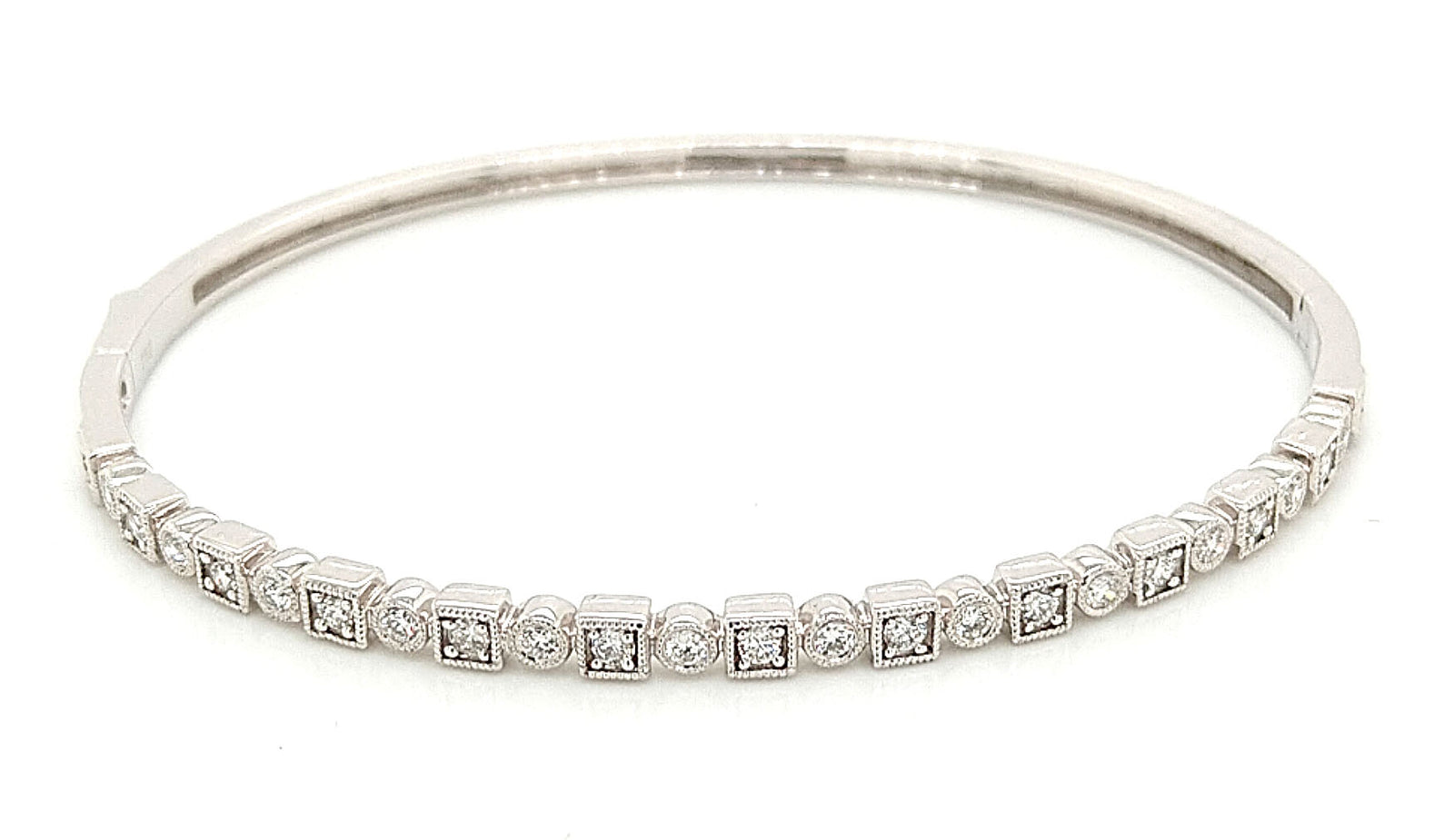 14K White Gold Diamond Bangle Bracelet