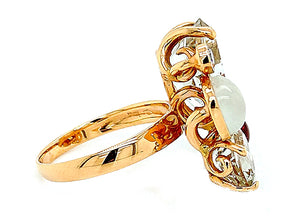 14K Rose Gold Multi-Gemstone & Diamond Cluster Ring