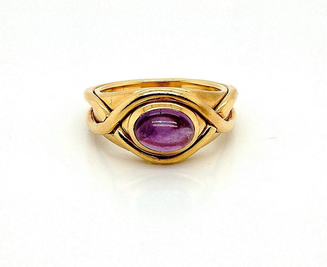 Tiffany & Co. 18K Yellow Gold Amethyst Cabochon Ring