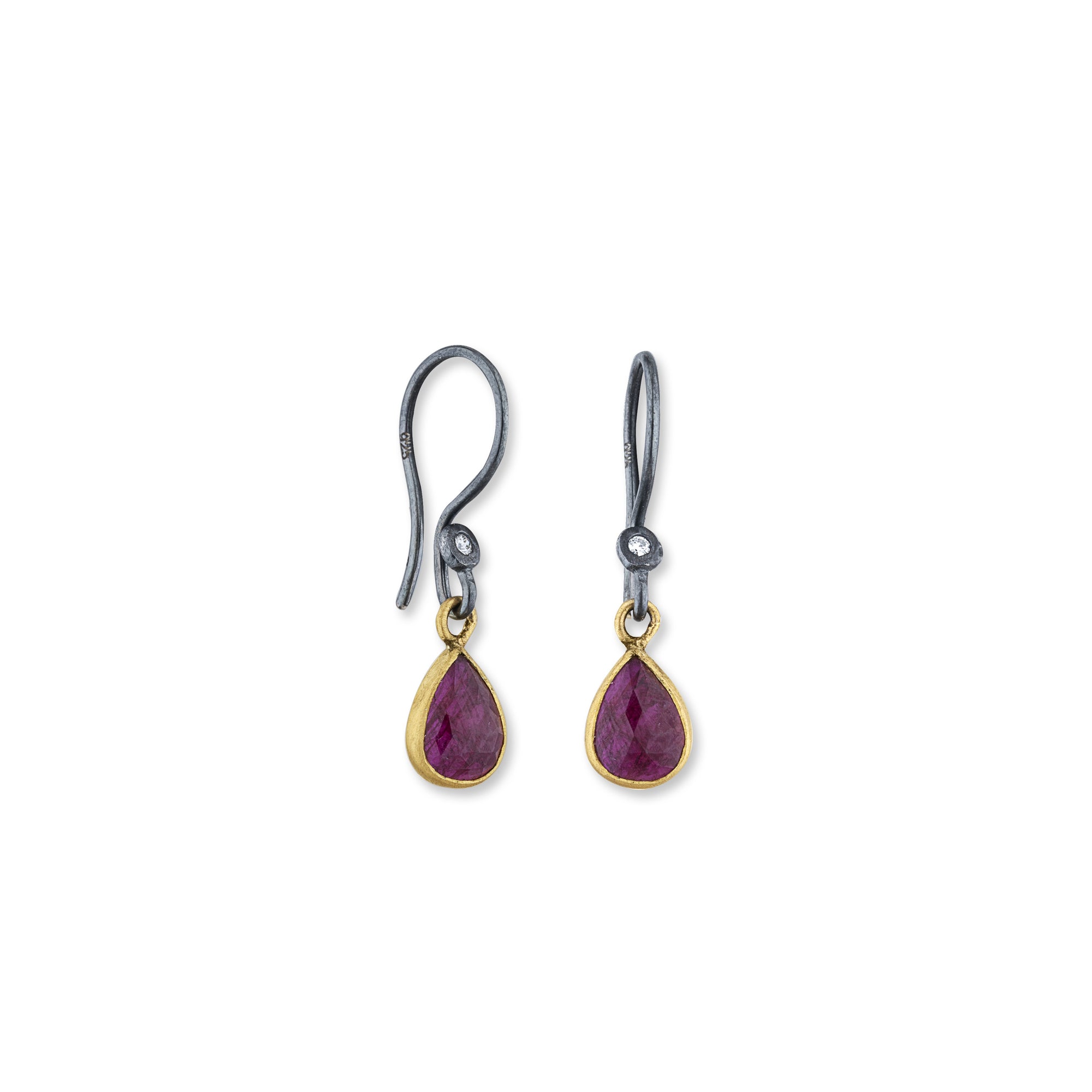 Lika Behar 24K Gold & Oxidized Sterling Silver Ruby Earrings