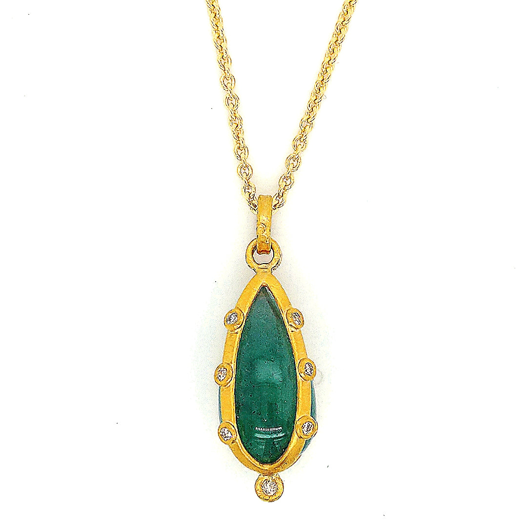 Lika Behar 22K Yellow Gold "My World" Aquaprase & Cognac Diamond Pendant