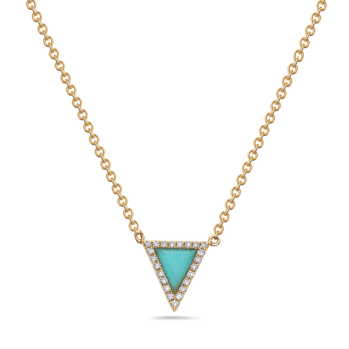 14K Yellow Gold Amazonite & Diamond Necklace