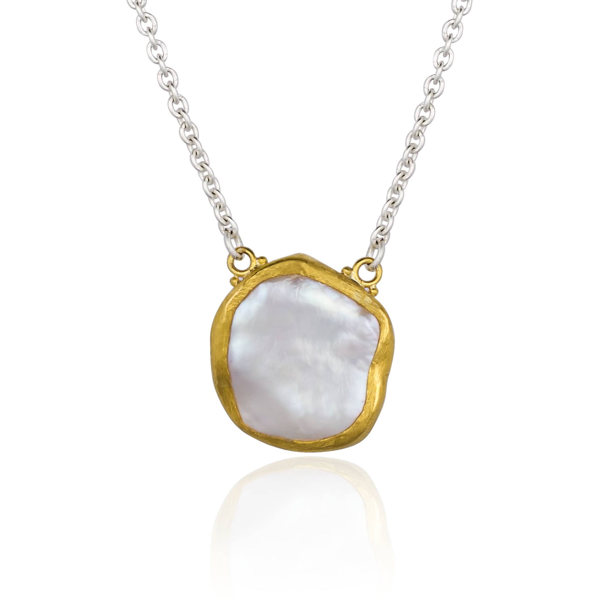 Lika Behar 24K Gold & Sterling Silver “Rosalie” Keshi Pearl Necklace