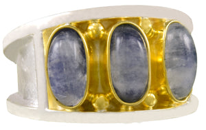 Michou Sterling Silver & 22K Gold Vermeil Painted Rainbow Moonstone Ring