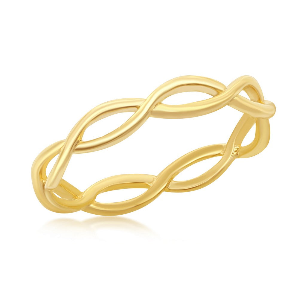 Sterling Silver Gold Plated Twist Design Ring