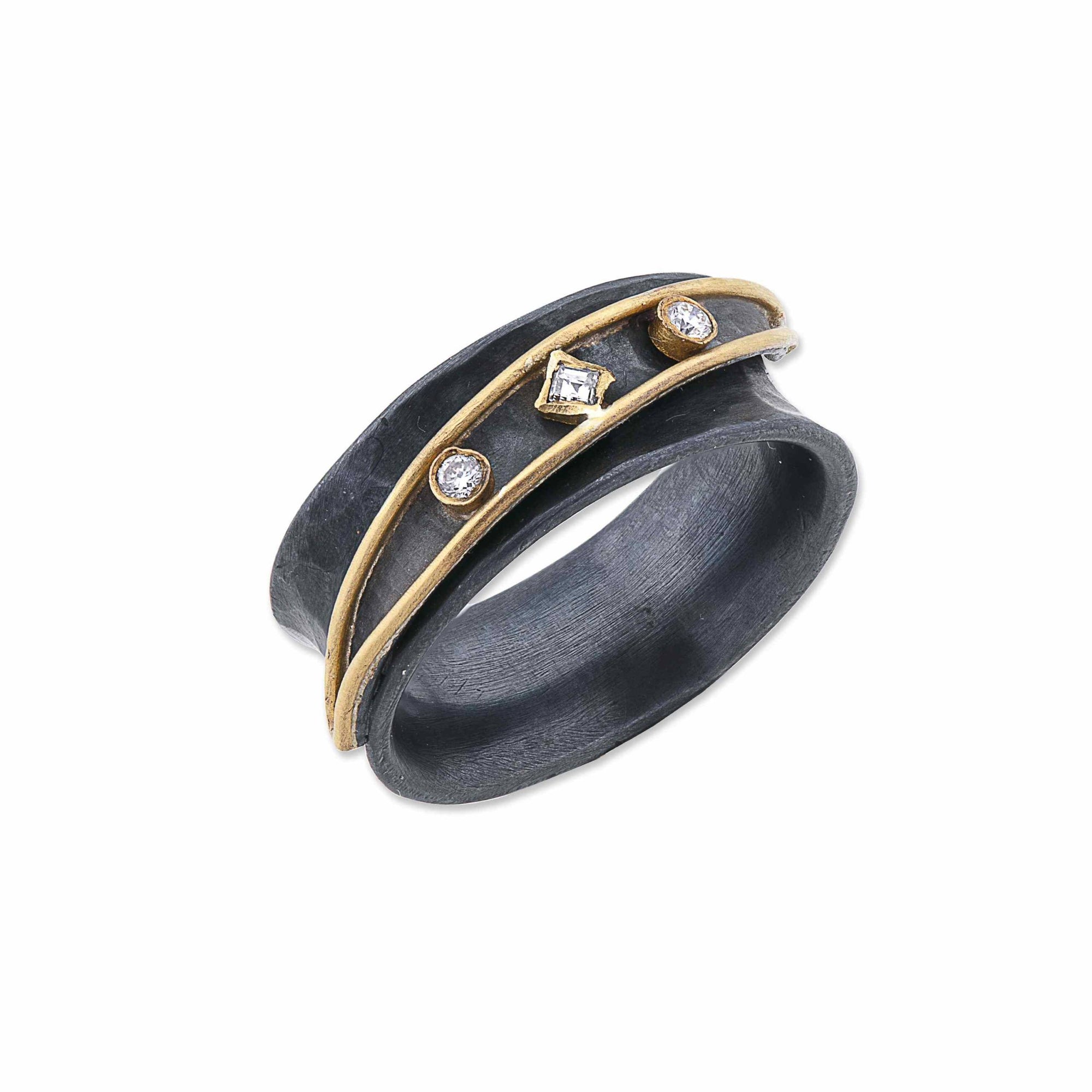 Lika Behar 24K Gold & Oxidized Sterling Silver "Inversion" Yin+Yang Ring