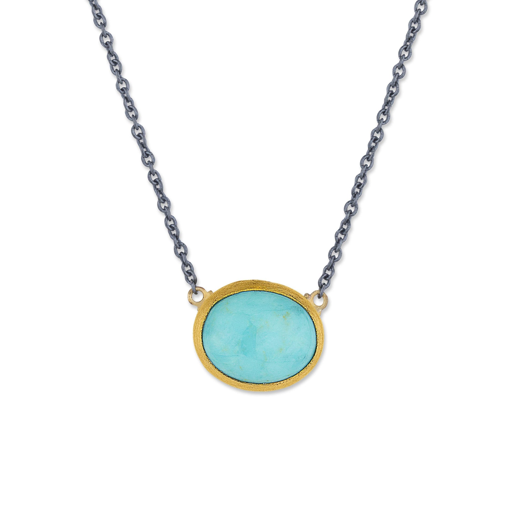 Lika Behar 24K & Oxidized Silver Kingman Turquoise “Karin” Necklace