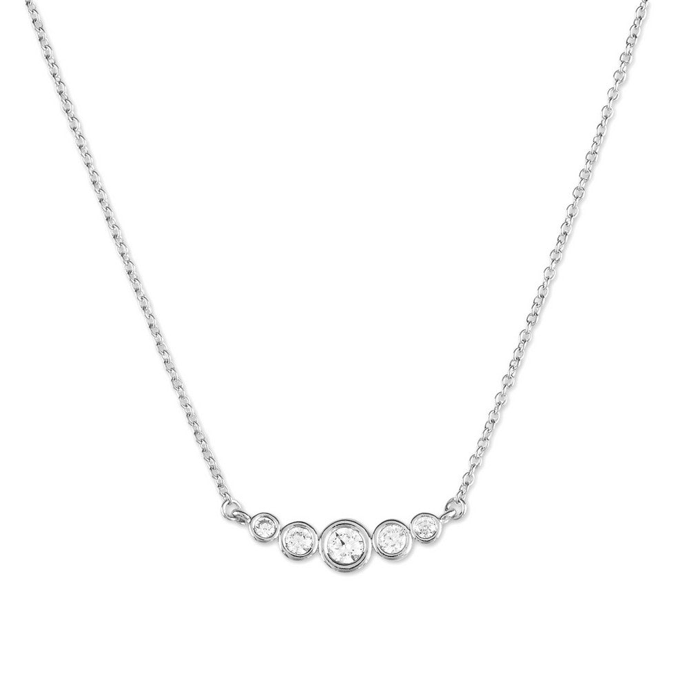 Sterling Silver Small Graduating Bezel Set Necklace