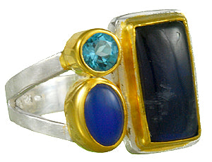 Sterling Silver & 22K Gold Vermeil Multi-Color Gemstone Ring
