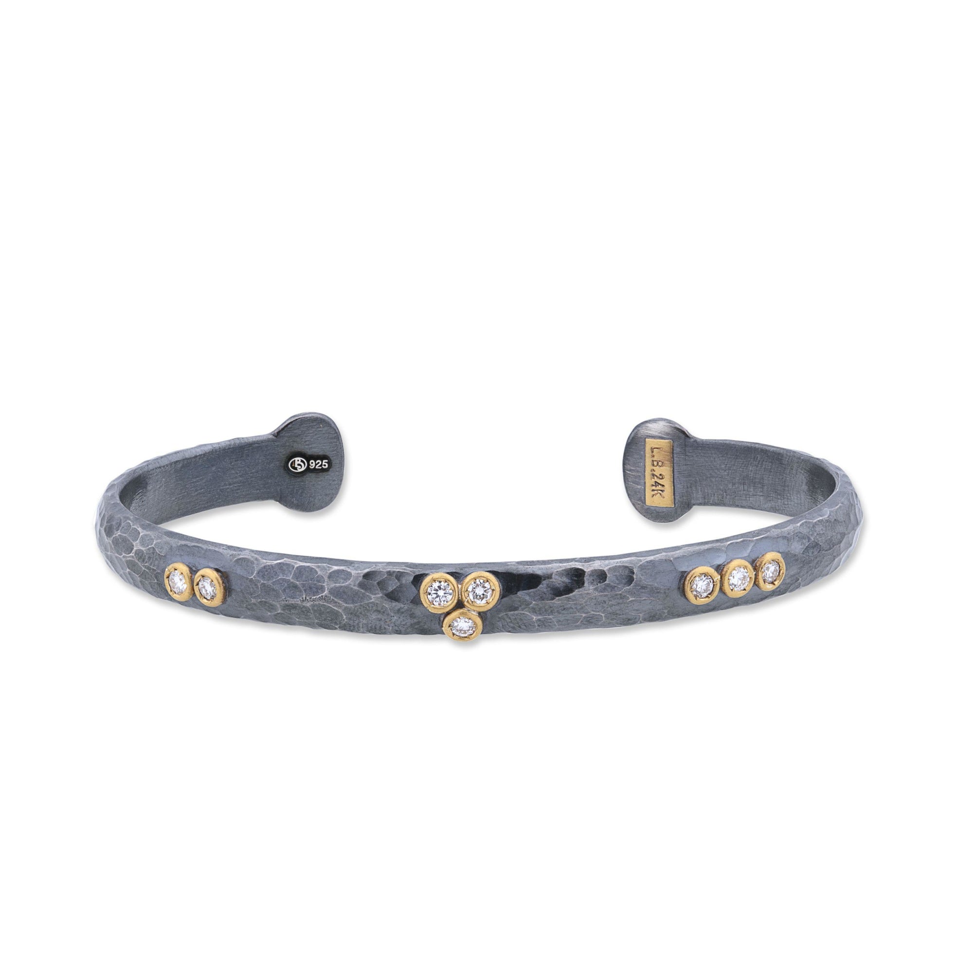 Lika Behar 24K Gold & Oxidized Sterling Silver Open “Random Walk” Diamond Bracelet