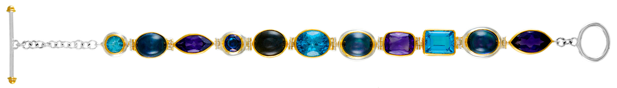 Michou Sterling Silver & 18K Gold Vermeil Bracelet with Multi-Color Gemstones