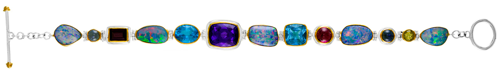 Michou Sterling Silver & 22K Gold Vermeil Bracelet with Multi-Color Gemstones