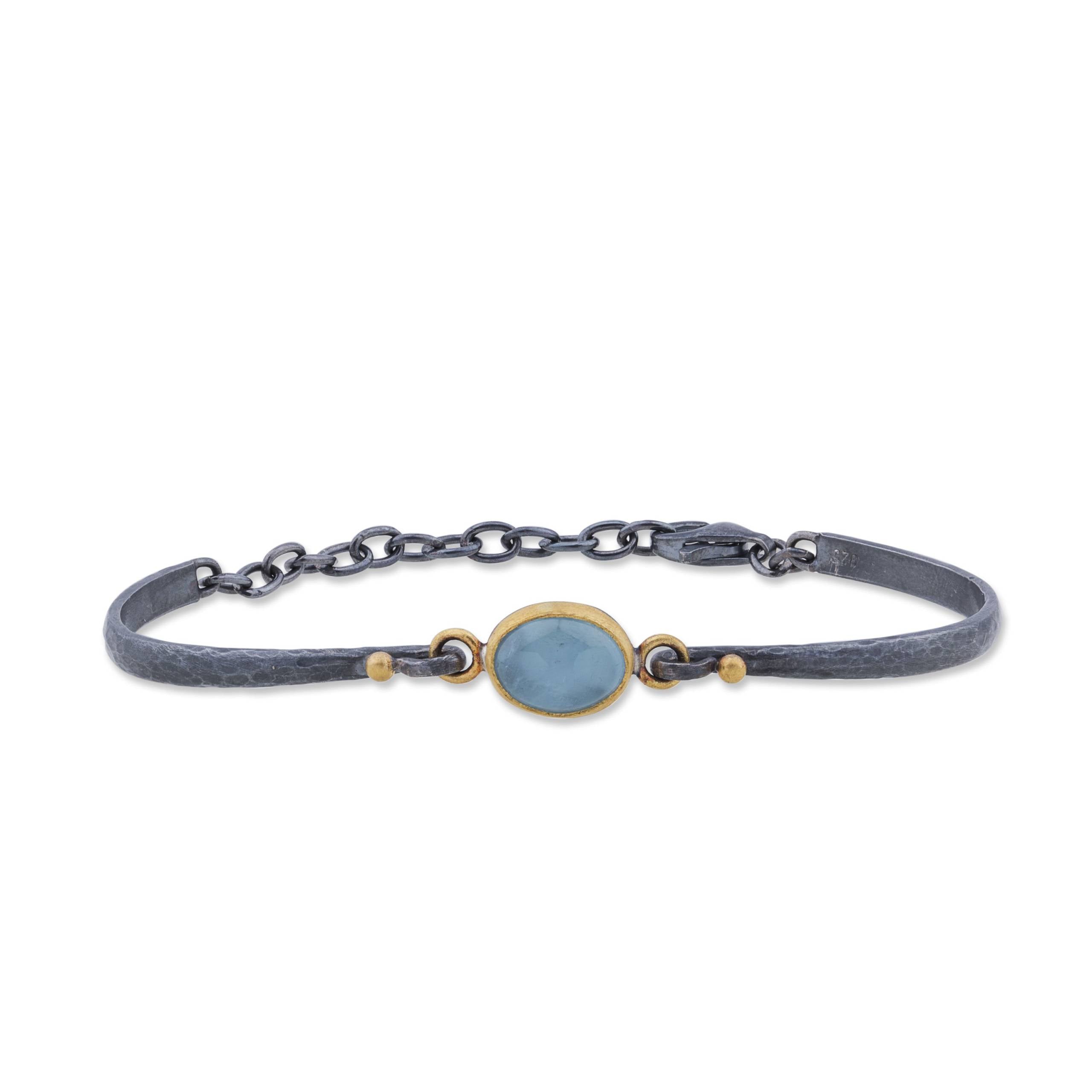 Lika Behar Oxidized Sterling Silver & 24K Gold Moonstone Bracelet