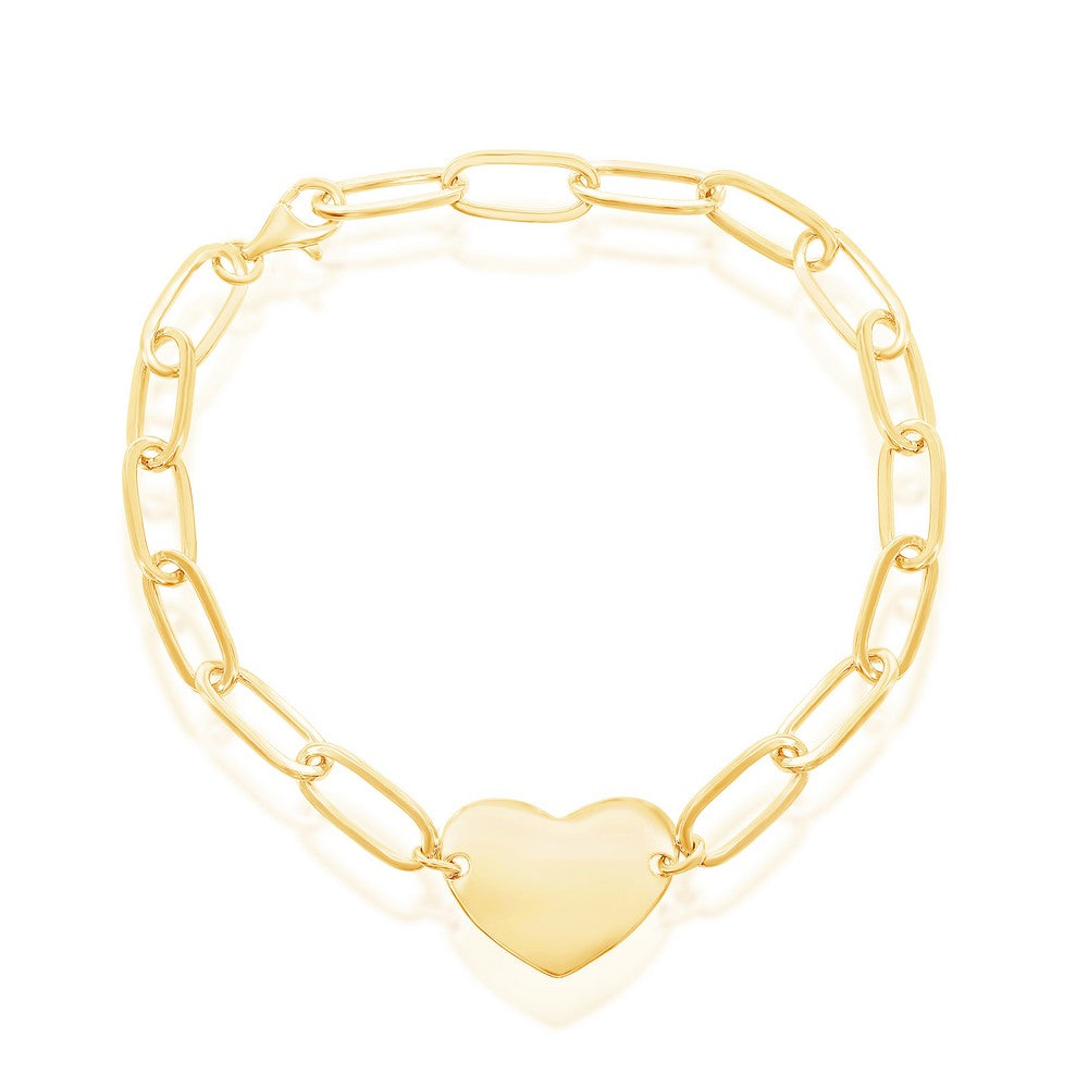 Sterling Silver Gold Plated Heart Bracelet