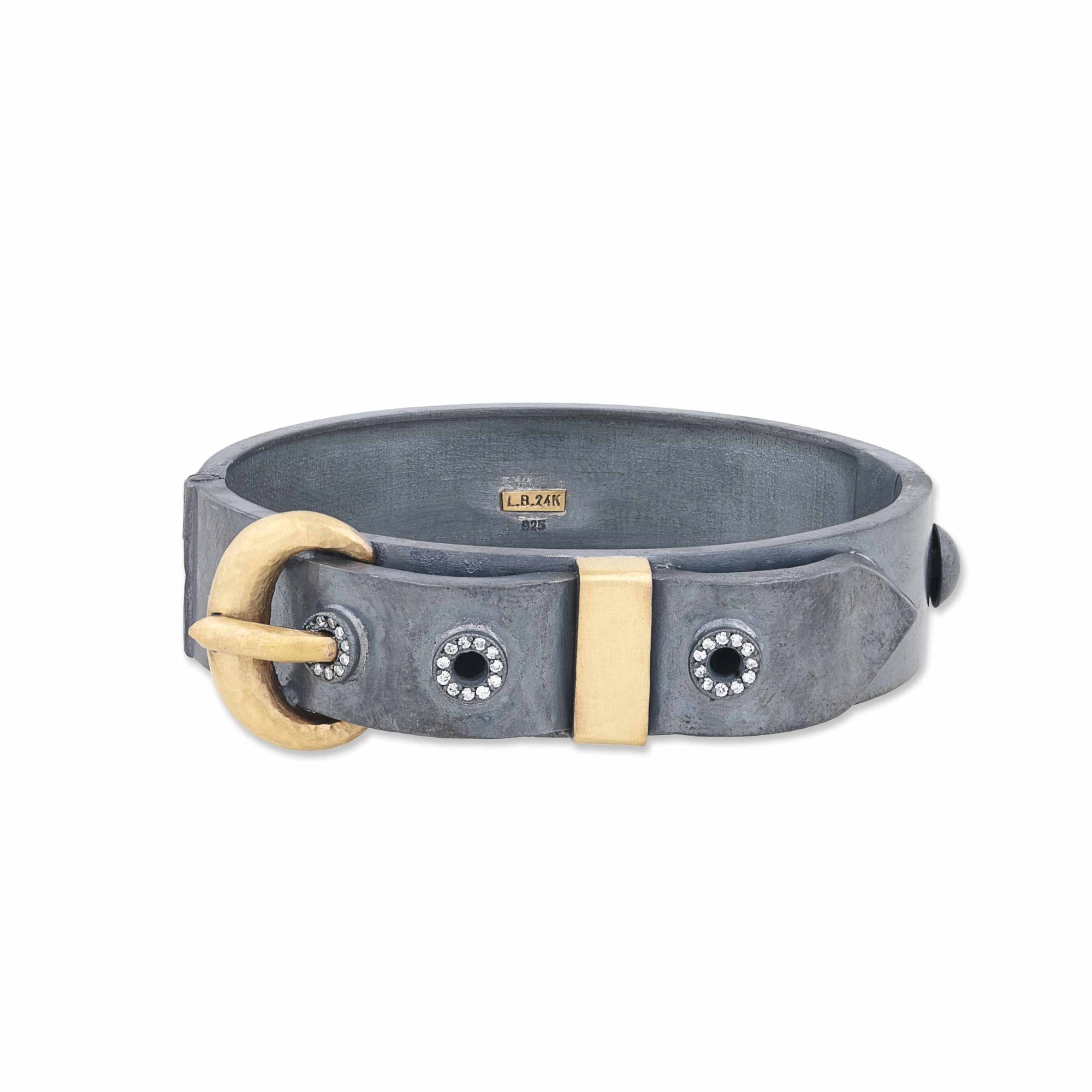 Lika Behar 24K Fusion Gold & Oxidized Silver Belt "Deco" Bracelet with Diamonds Accents