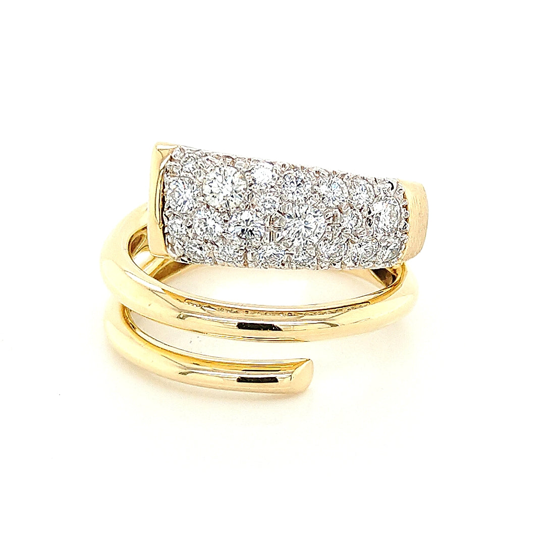 18K Yellow Gold Bypass Diamond Fashion Ring
